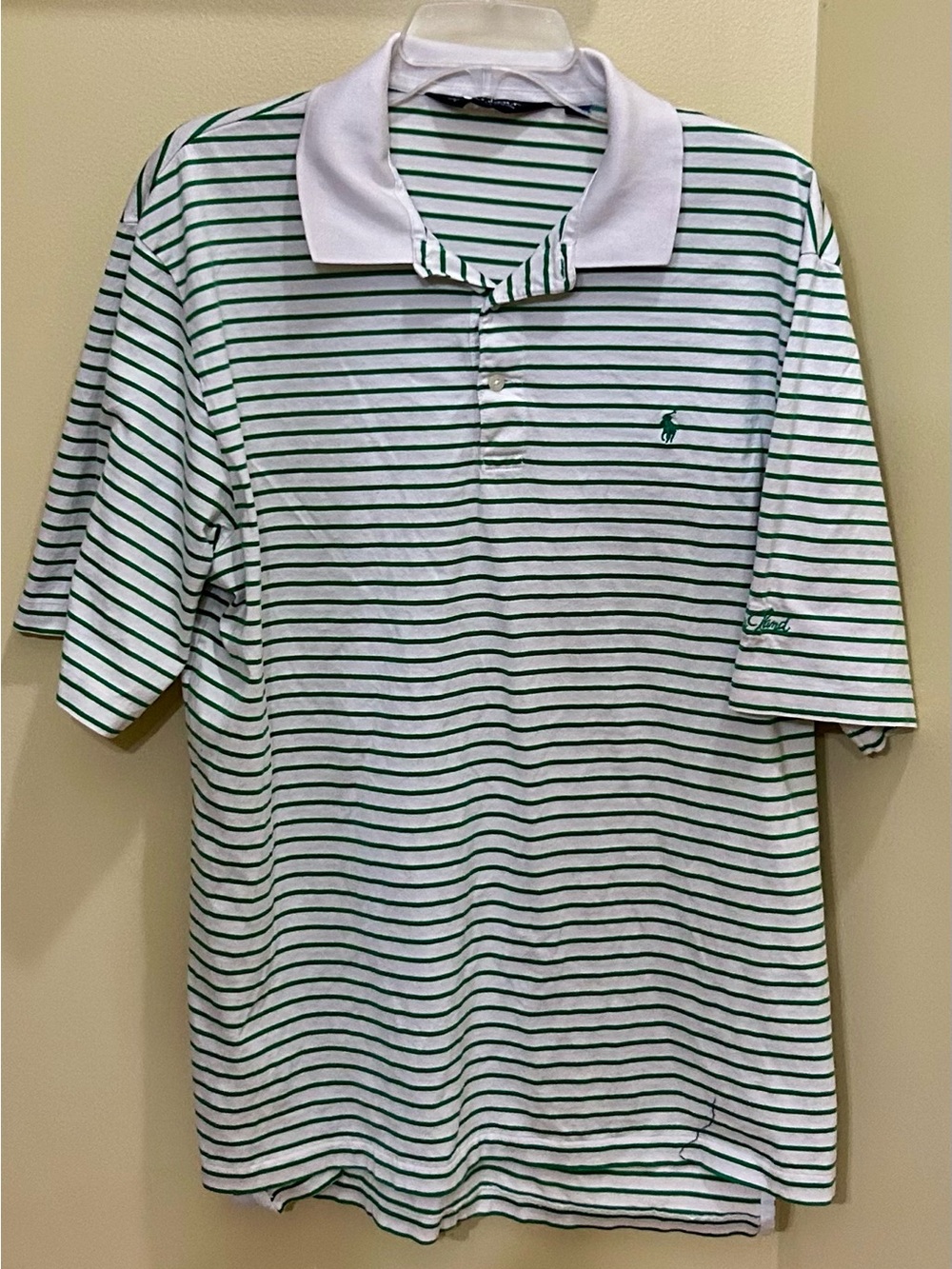 Ralph Lauren White Polo with Green Stripes